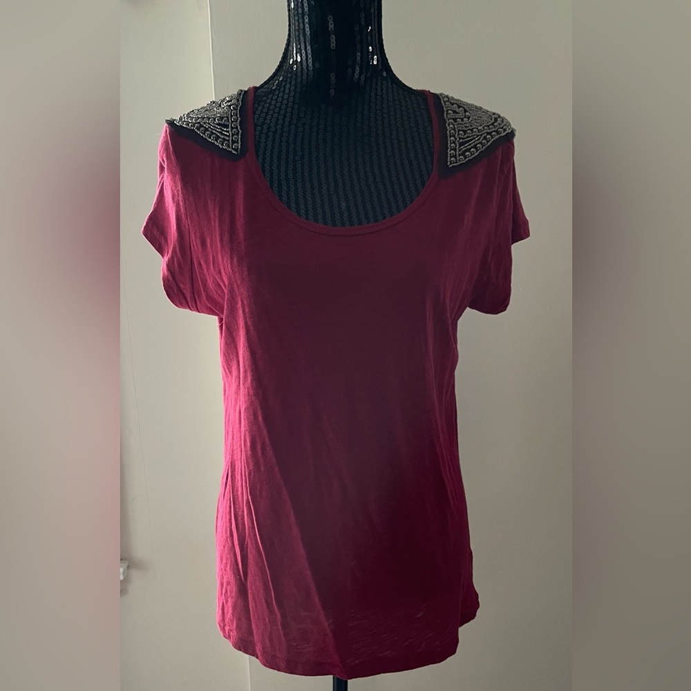 Nevada Red Studded Shoulder Top Size Large